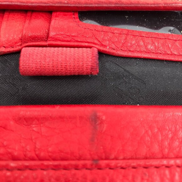 Vintage Fossil Genuine Leather Tri-Fold Checkbook Wallet Red - Picture 7 of 12